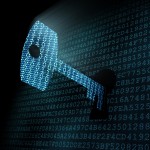 Digital key in pixeled keyhole