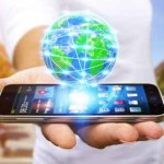 Businessman surfing on internet with modern mobile phone