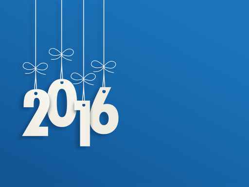2016 Suspended Letters Happy New Year Card