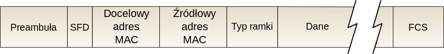 Który z elementów NIE JEST umieszczany w ramce Ethernet?