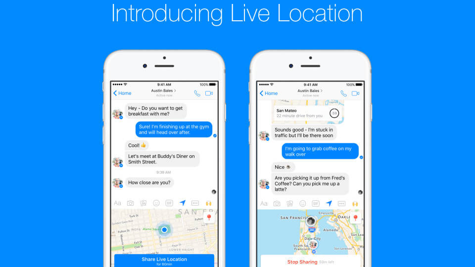 Facebook messenger Live Location