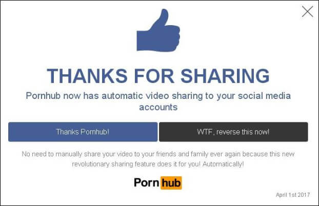 Pornhub Facebook share