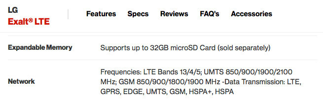 LG Exalt LTE sieci