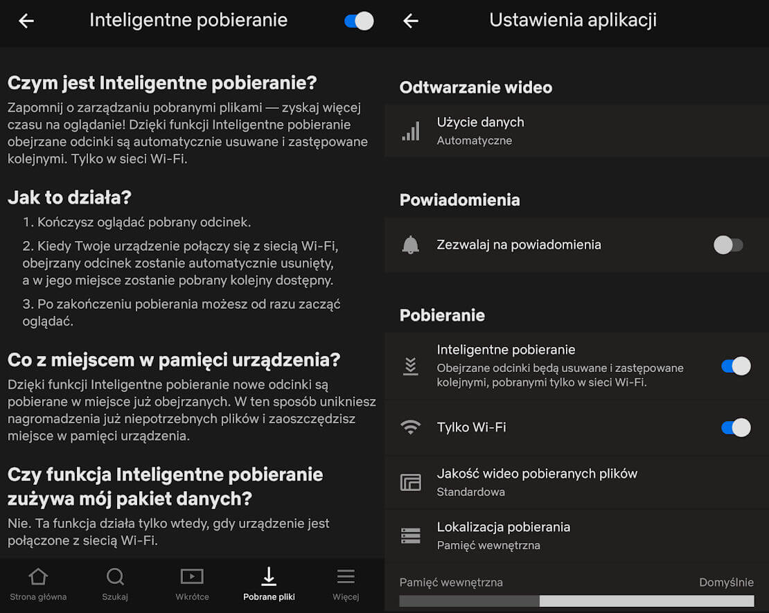 Netflix inteligentne pobieranie