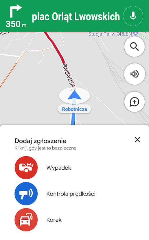 Mapy Google zgłoszenie