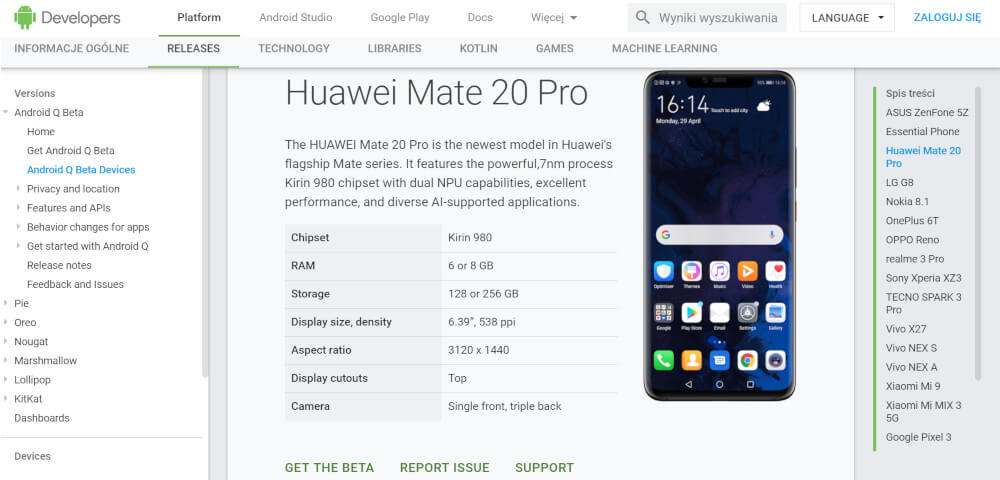 Huawei Mate 20 Pro Android 10 beta