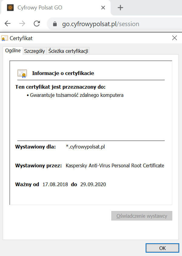 Cyfrowy Polsat certyfikat