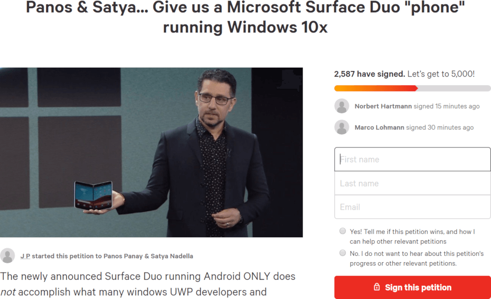 Surface Duo petycja