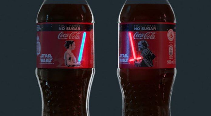 OLED na butelkach Coca-Coli OLED, Coca-Cola, Star Wars, Gwiezdne Wojny,