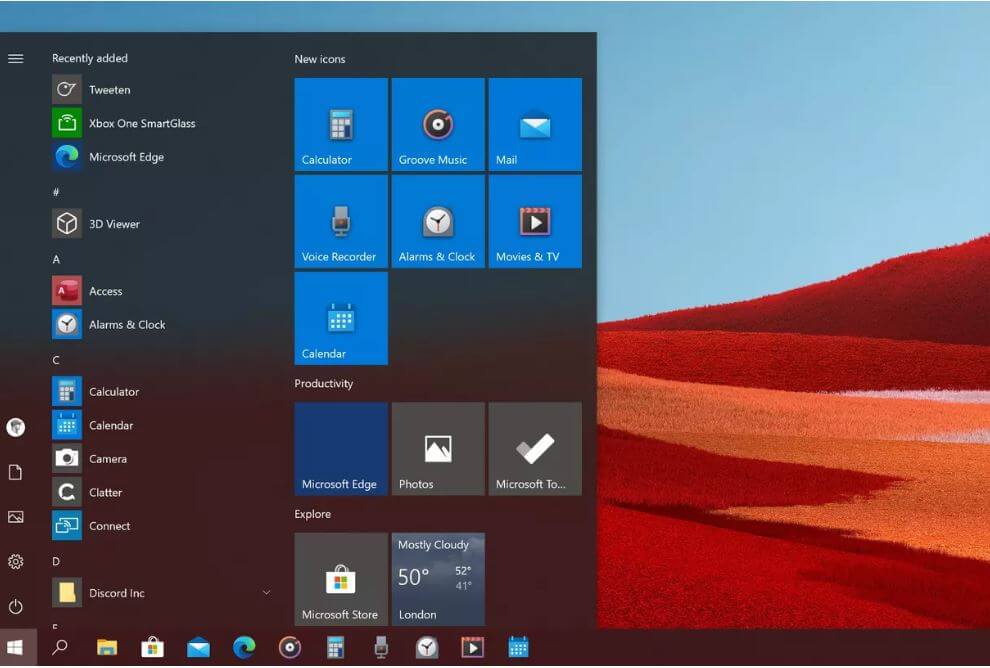 Windows 10X, ikony,