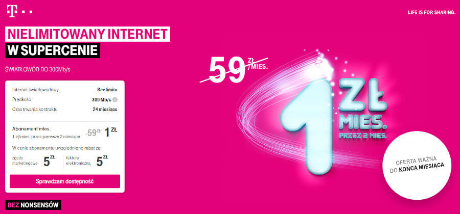 T-Mobile światłowód 1 zł