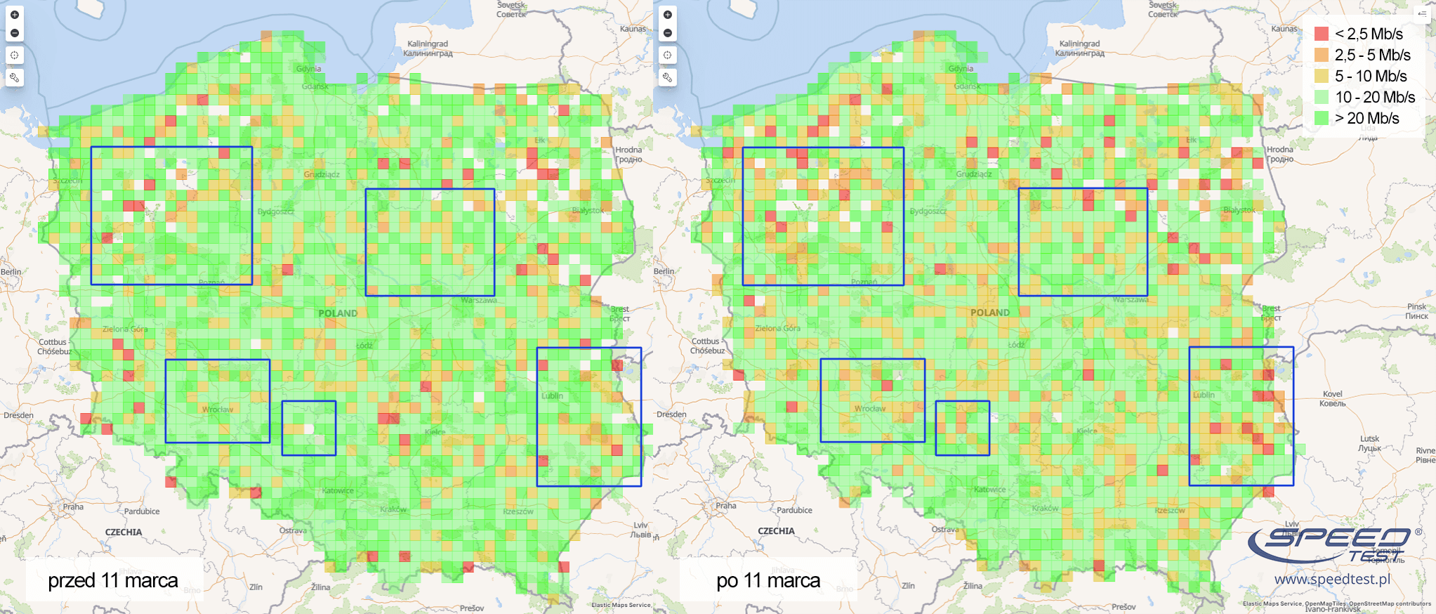 SpeedTest.pl mapa marzec 2020