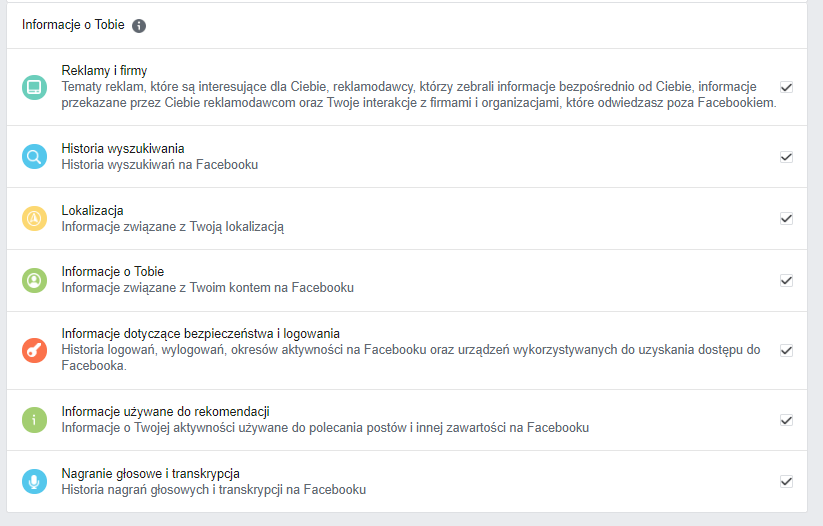 Funkcje Facebooka: informacje o użytkowniku