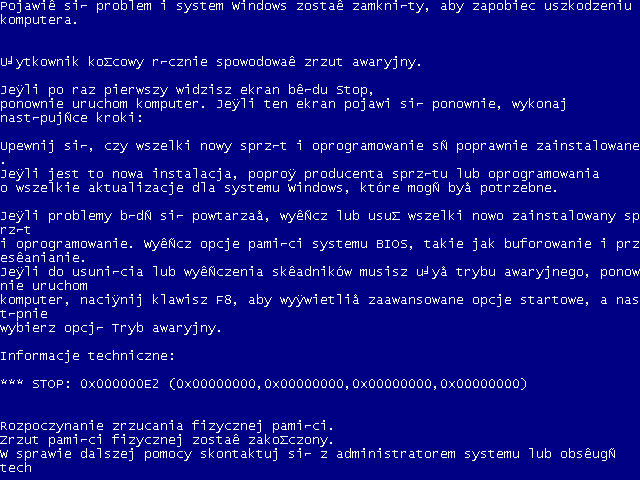 Błędy Windowsa - BSoD XP
