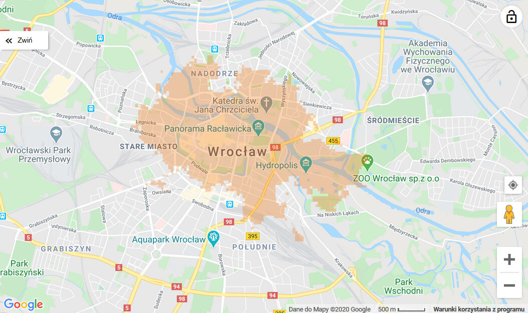 5G coverage in Wroclaw