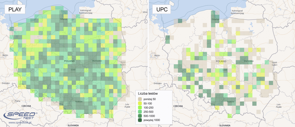 Play UPC mapa liczba testów